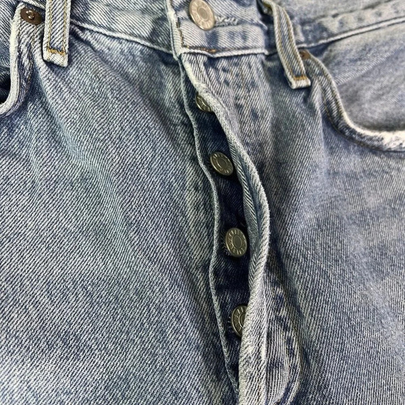 AGOLDE Straight Leg Jeans Women's 28 Distressed Hem Light Wash Chic Streetwear - Picture 7 of 16